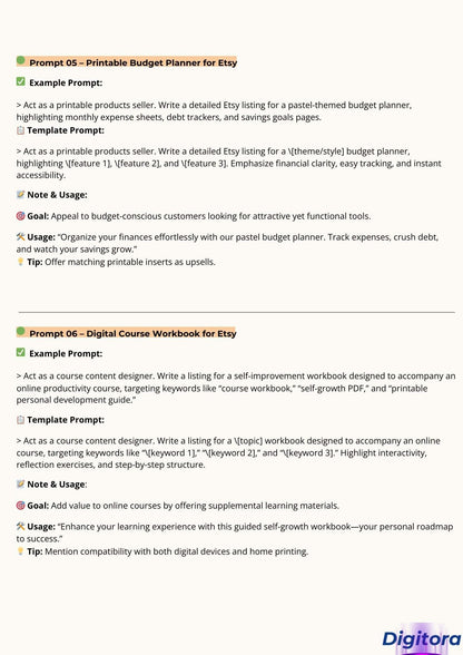 Free AI Prompt Pack For Etsy Sellers