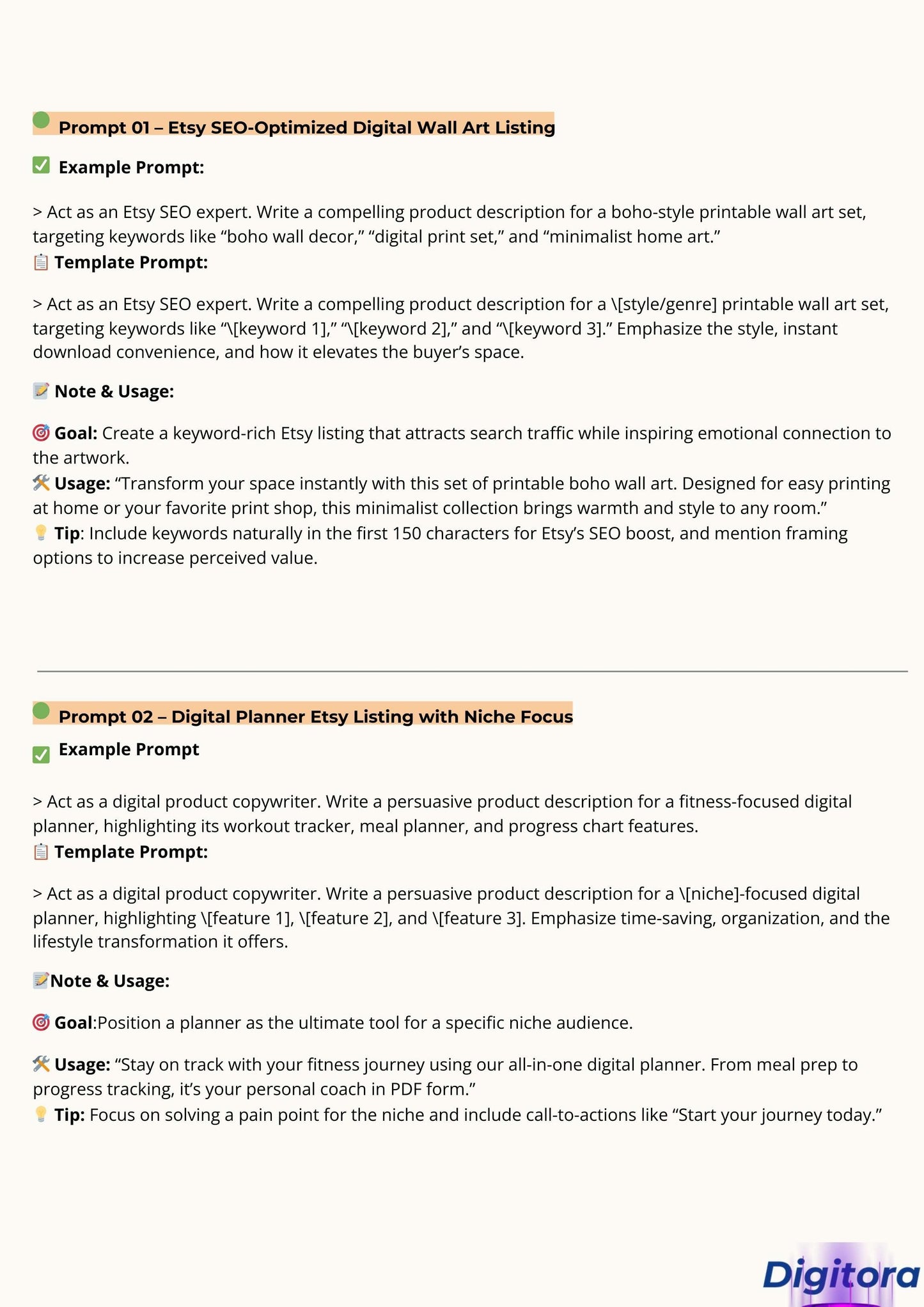 50 Etsy Seller AI Prompts For Product Success