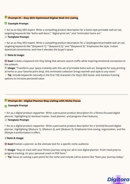 50 Etsy Seller AI Prompts For Product Success